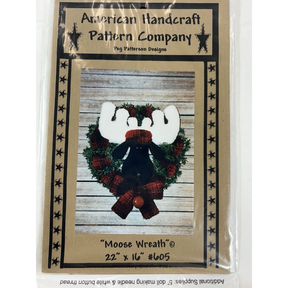 Moose Wreath American Handcraft #605 Christmas Craft Pattern Holiday Wall Decor